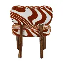 BRINDISI - chaise relax en bois d'acacia & coton - L 57,5 x P 62,5 x H 70 cm - rouille