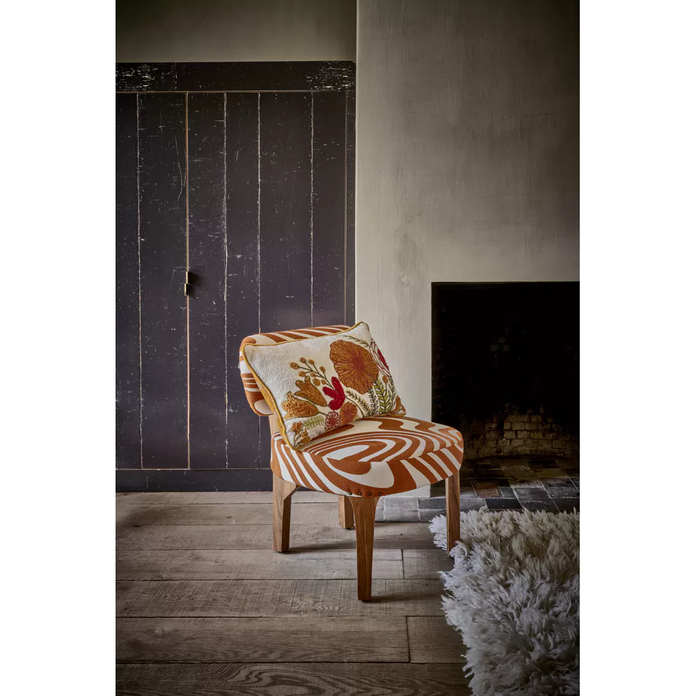 BRINDISI - chaise relax en bois d'acacia & coton - L 57,5 x P 62,5 x H 70 cm - rouille