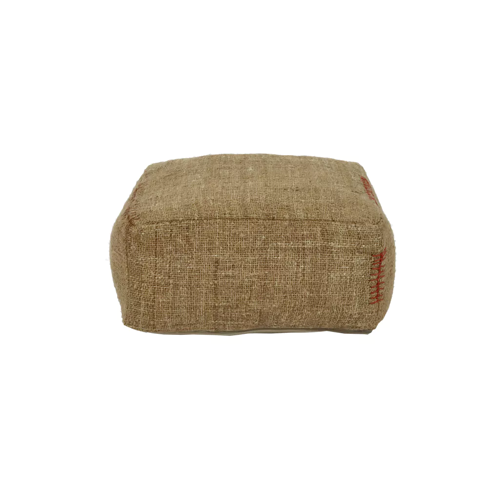 AYALA - pouf en coton & viscose - L 60 x P 60 x H 30 cm - beige