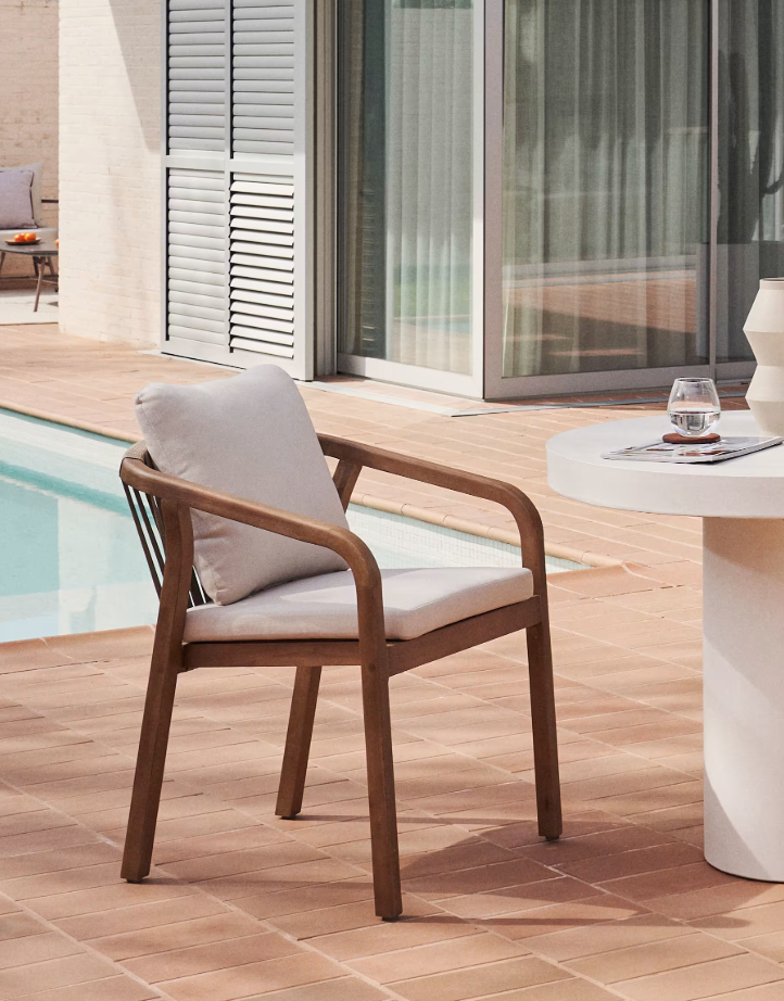 MALARET - Chaise en bois d'eucalyptus et corde beige