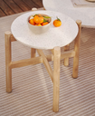 POLA - Table basse en ciment et en bois d'eucalyptus