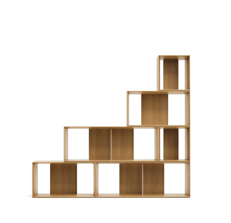 LITTO - Lot de 6 étagères modulables en placage de chêne 