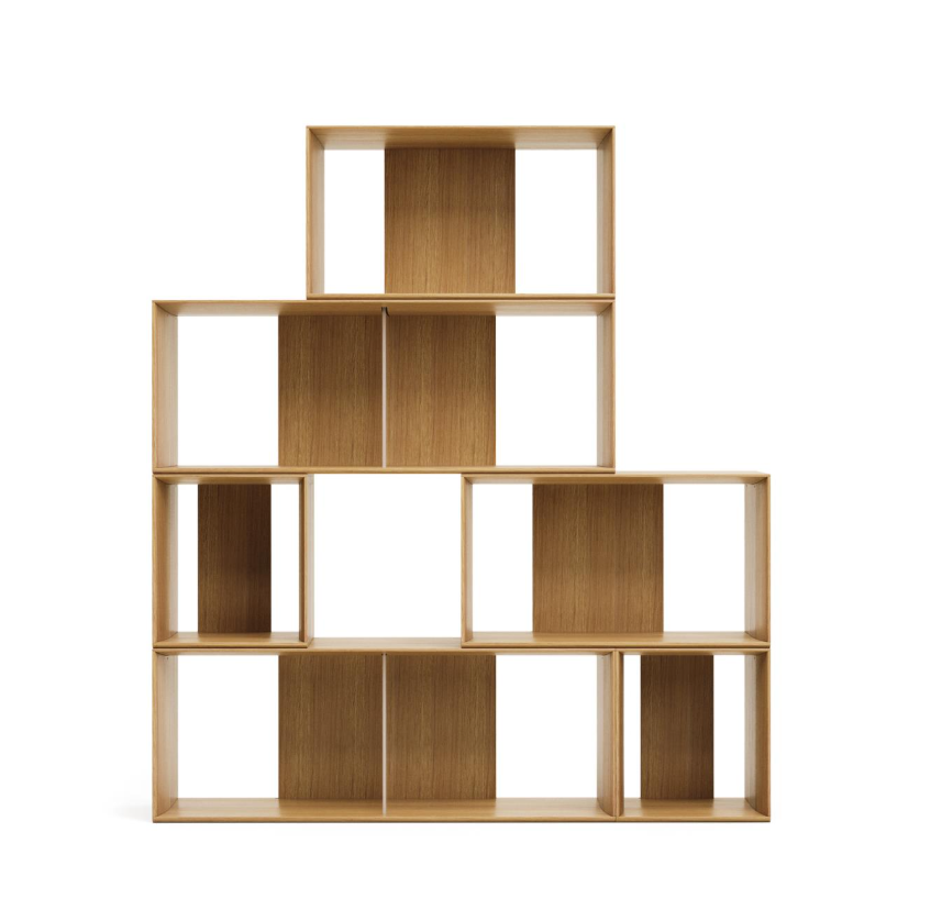 LITTO - Lot de 6 étagères modulables en placage de chêne 