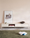 VEDRANA - Meuble TV 3 tiroirs laqué blanc - 195 x 35 cm