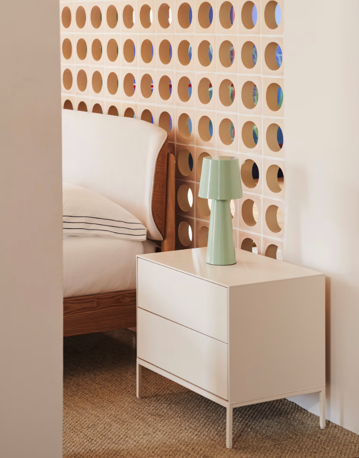 VEDRANA - Table de chevet 2 tiroirs - 60 x 55 cm