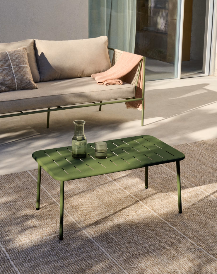 ZIVIA - Table basse d'extérieur vert en acier galvanisé vert - 90 x 50 cm