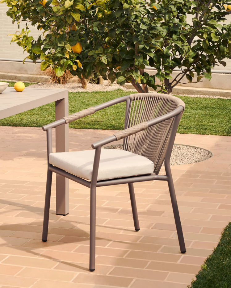 XELIDA - Chaise de jardin en aluminium et corde marron