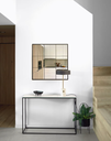 REWENA - Console plateau en grès cérame finition Kalos blanc structure en acier - 110 x 75 cm