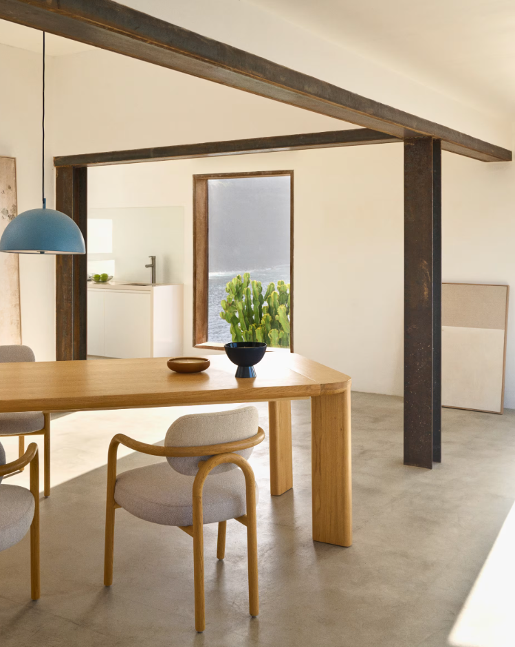 JONDAL - Table extensible en bois et placage de chêne - 240 (320) x 100 cm