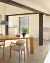 JONDAL - Table extensible en bois et placage de chêne - 240 (320) x 100 cm