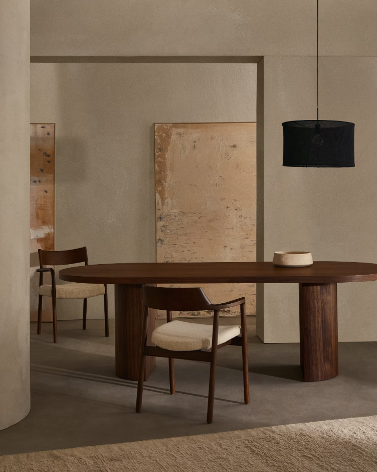 NEALY - Table en placage de noyer, finition foncée - 200 X 100 cm