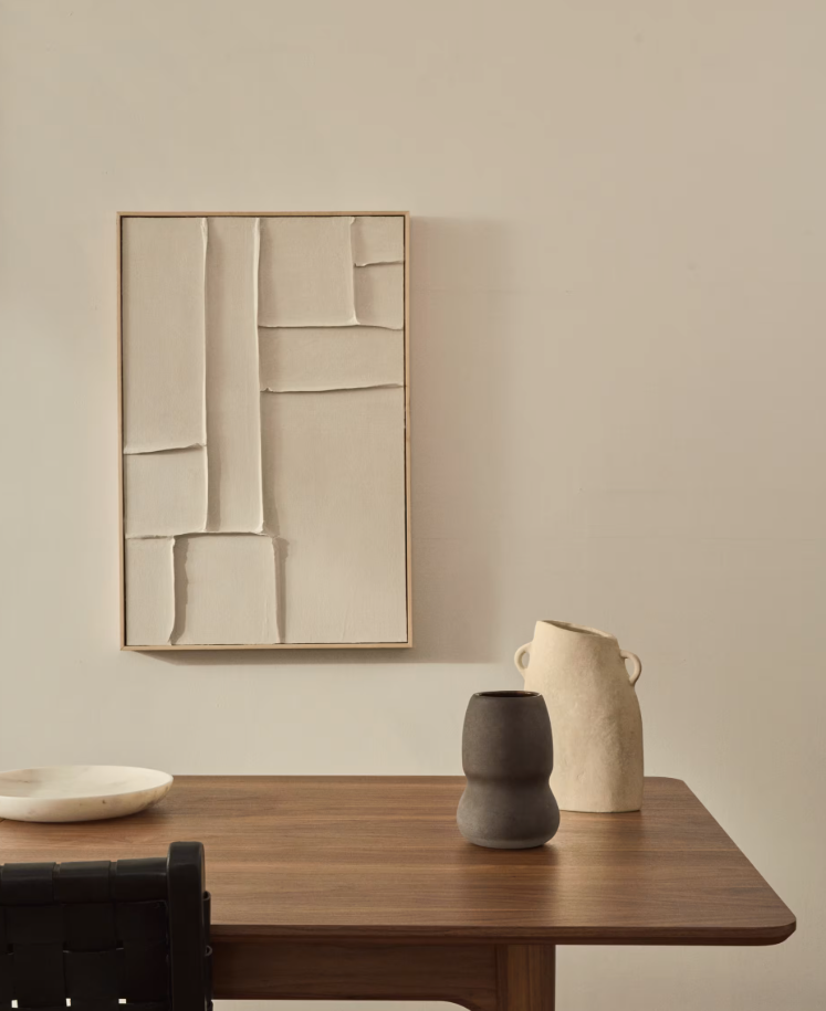 KLIS - Tableau en lin avec formes géométriques blanc