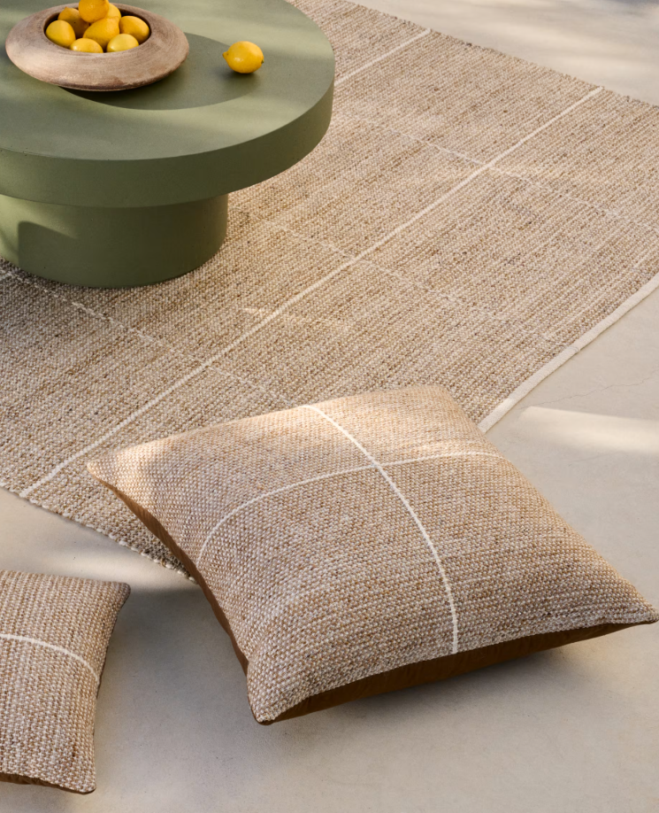 NALIAN - Housse de coussin de sol à carreaux beige - 100% PET - 70 x 70 cm