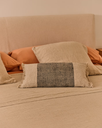 LORIN - Housse de coussin en lin à franges verte - 30 x 50 cm