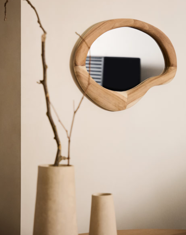 SELEM - Miroir en bois de mungur, finition naturelle - 68 x 44 cm