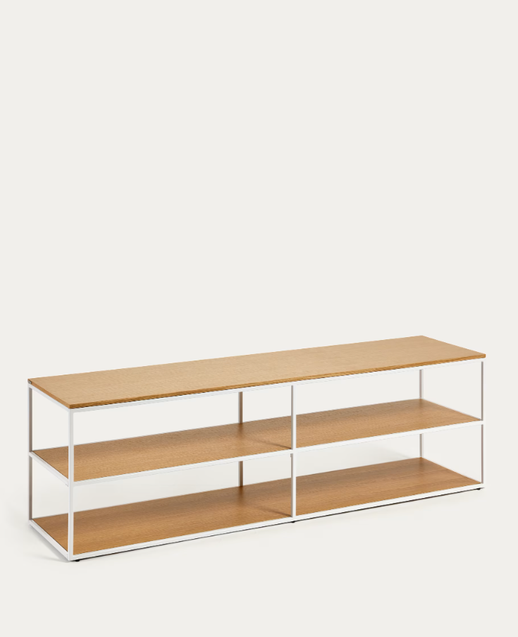 YOANA - Meuble TV en placage et structure en métal - 160 x 40 cm