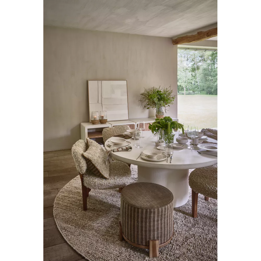 PIASTRO - table - enduit à la chaux - DIA 150 x H 68 cm - blanc cassé