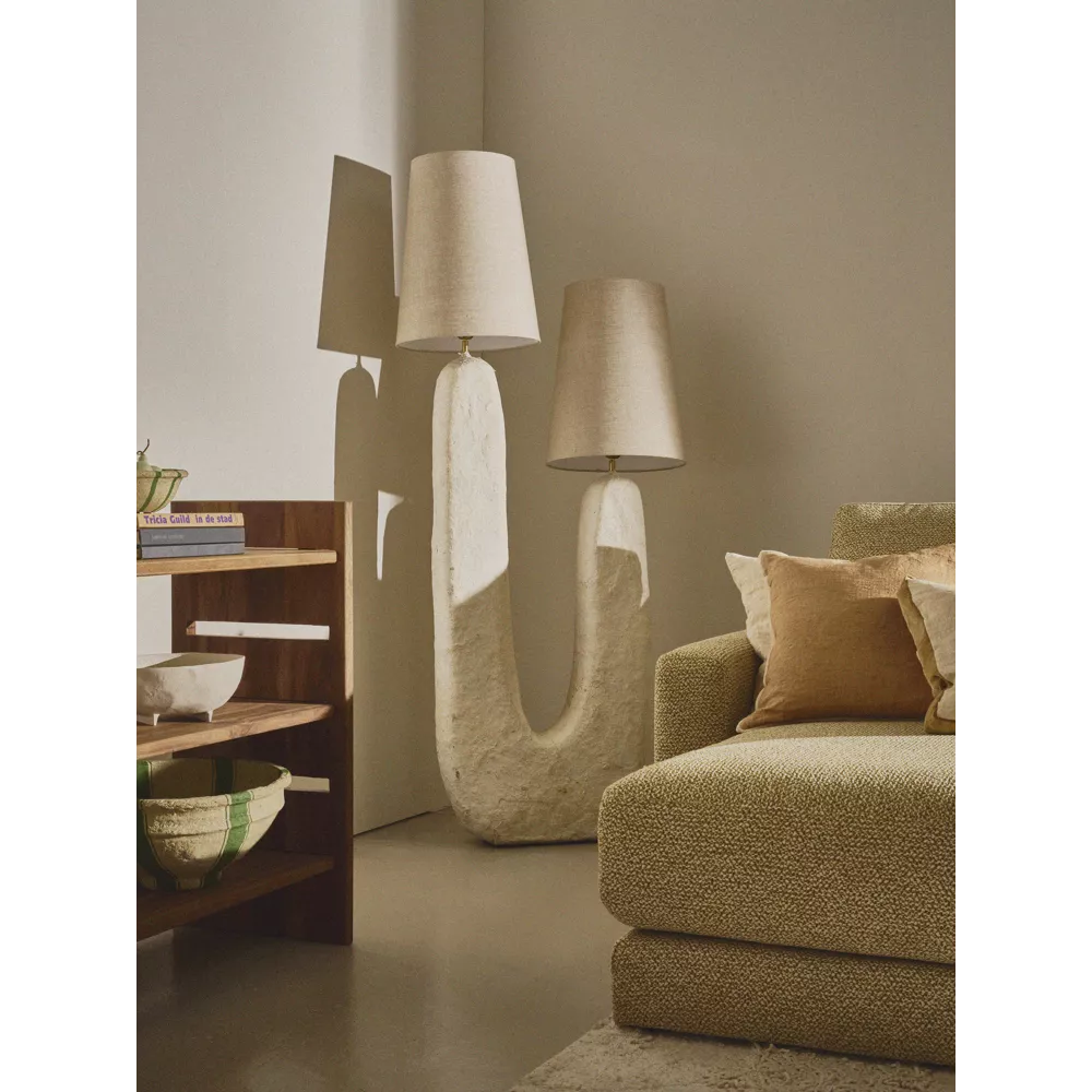 EIVISSA - lampadaire - papier mâché / coton - L 70 x W 35 x H 170 cm - beige