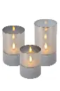 VELAS - Lampe de table - Piles - Ø 8 cm - LED - 3x0,2W 2700K - Fumé - Ensemble de 3