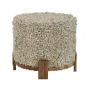 BRINDISI - Pouf en bois d'acacia & coton - DIA 50 x H 42 cm - beige