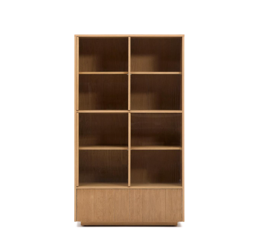 HELVINE - Vitrine en placage de chêne et verre trempé - 100 x 174