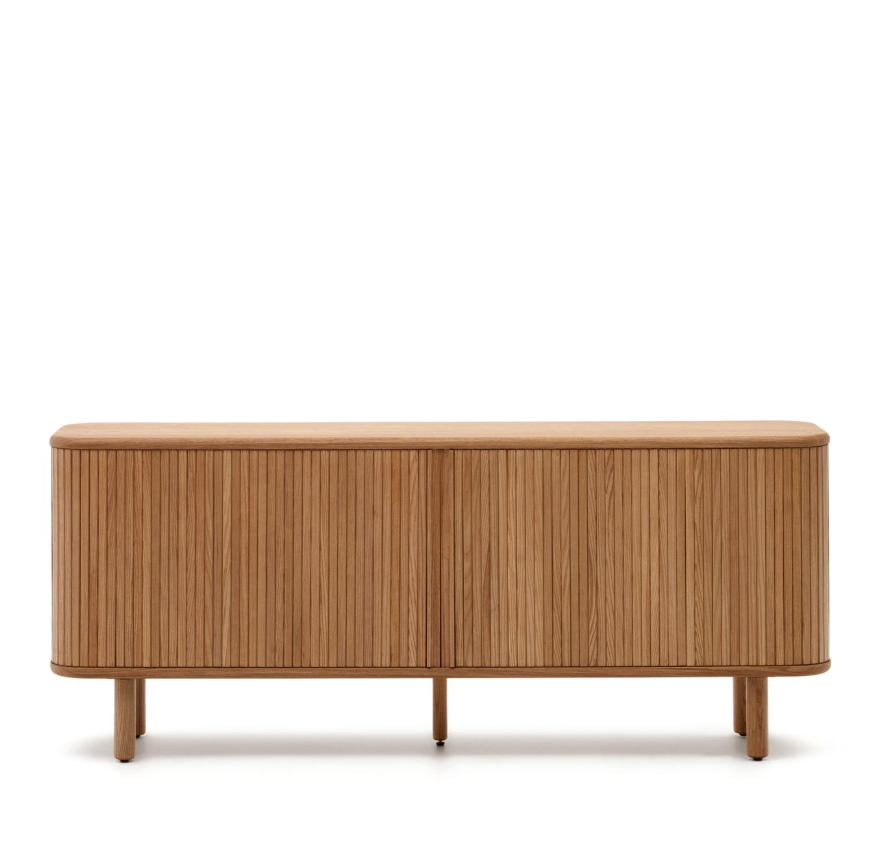 MAILEN - Buffet 2 portes en placage de frêne avec finition naturelle - 180 x 75 cm