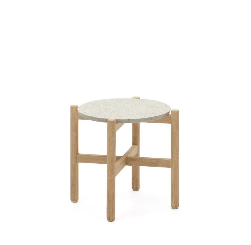 POLA - Table basse en ciment et en bois d'eucalyptus