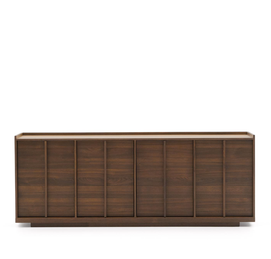 ONIX - Buffet en placage de noyer finition foncée - 200 X 80 cm 