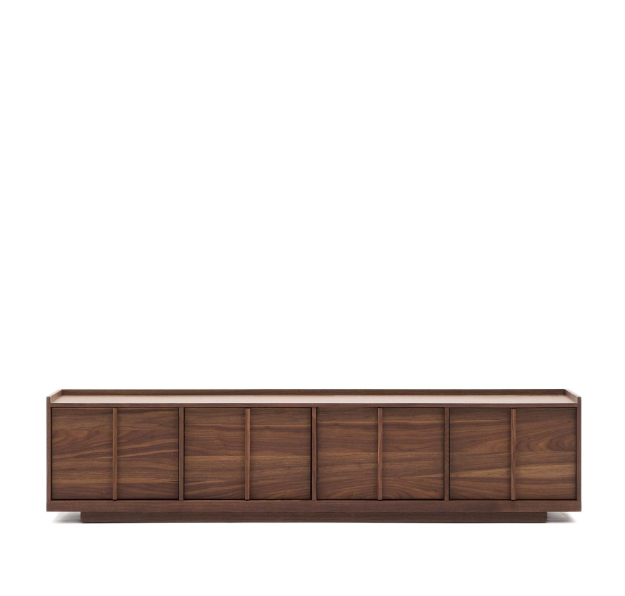 ONIX - Meuble TV  en placage de noyer finition foncée - 200 x 45 cm