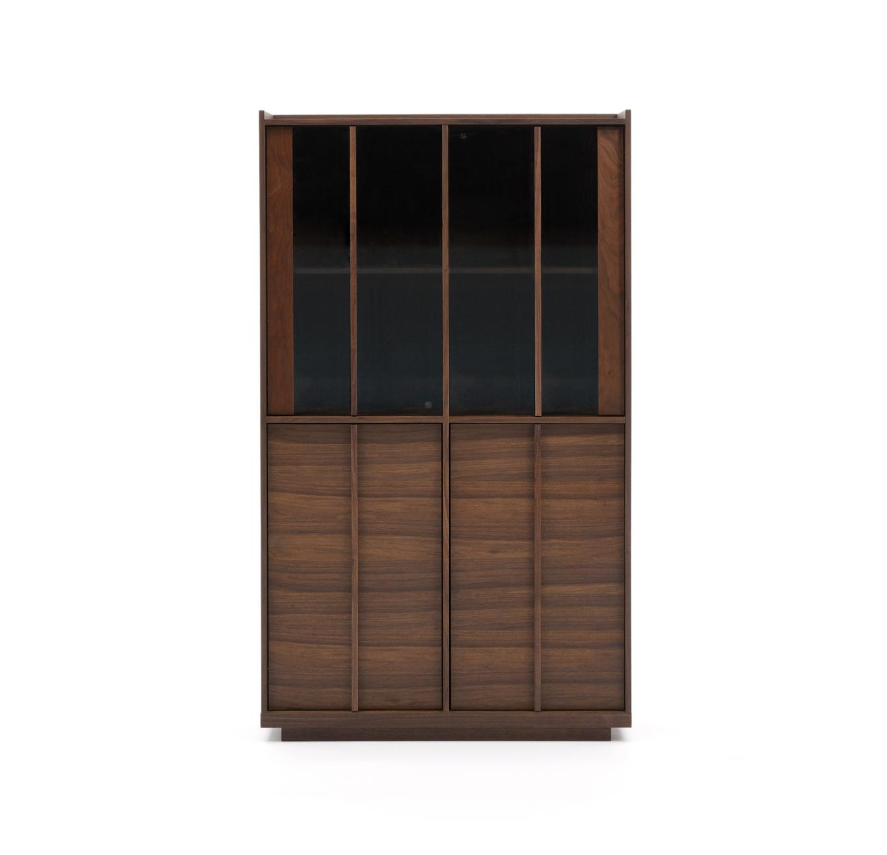 ONIX - Vitrine bois et placage de noyer finition foncée - 101 x 170 cm