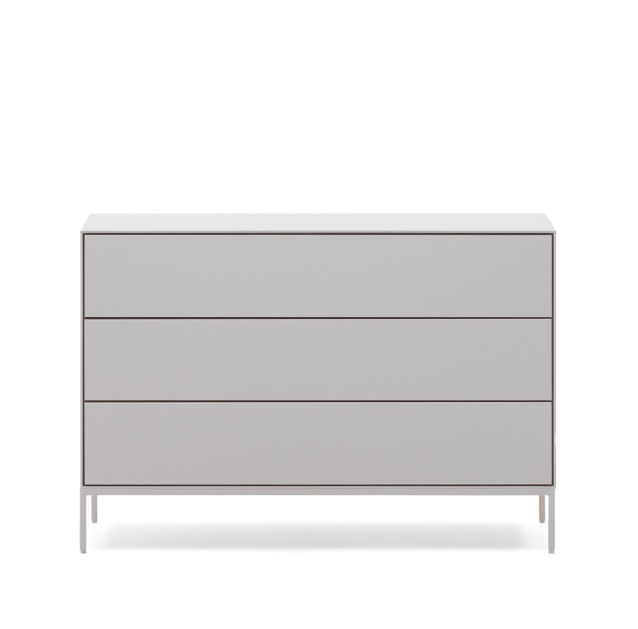 VEDRANA - Commode 3 tiroirs laqué blanc - 110 x 75 cm