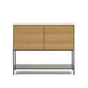 VEDRANA - Buffet 2 portes placage de chêne et pieds en acier noir - 97,5 x 80 cm