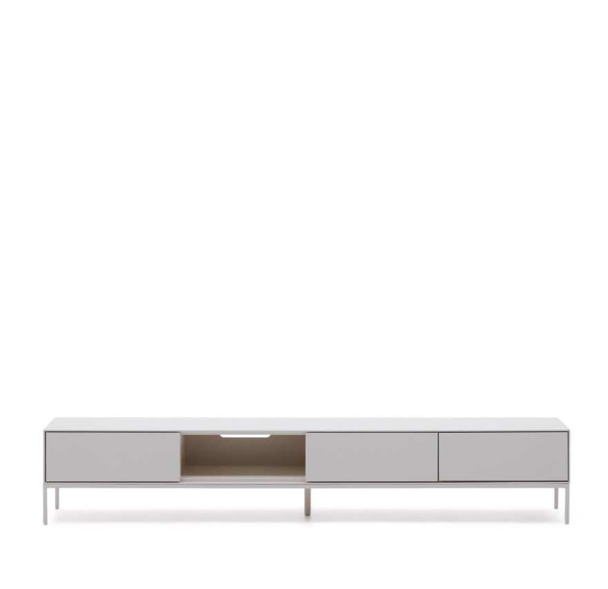 VEDRANA - Meuble TV 3 tiroirs laqué blanc - 195 x 35 cm