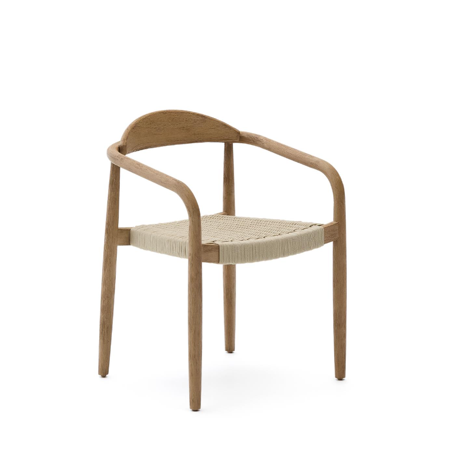 NINA - Chaise empilable en bois d'acacia et corde