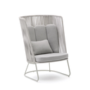 SACONCA - Fauteuil d'extérieur avec dossier haut en corde et acier galvanisé gris