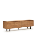 UXUE - Meuble TV 4 portes en bois d'acacia avec finition naturelle 
