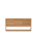 ALGUEMA - Buffet 4 portes en placage de chêne finition naturelle - 200 x 74 cm