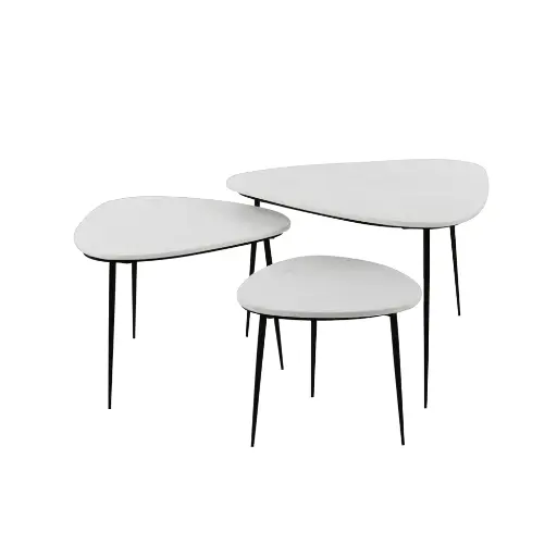 [Z2116-WHI-S3] AXIO - Set de 3 tables d'appoint