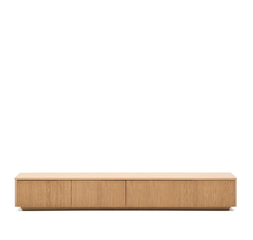 [M1000032MM40] HELVINE - Meuble TV - 4 tiroirs en placage de chêne - 200 x 30 cm
