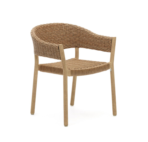 [J0600050FN46] POLA - Chaise en bois d'eucalyptus rotin synthétique finition naturelle 