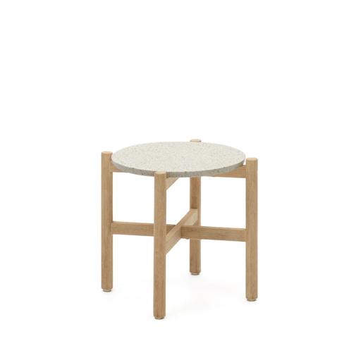 POLA - Table basse en ciment et en bois d'eucalyptus