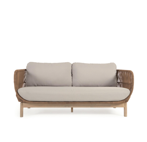 [YG0195J12] CATALINA - Canapé 3 places en corde beige et bois d'acacia - 170 cm