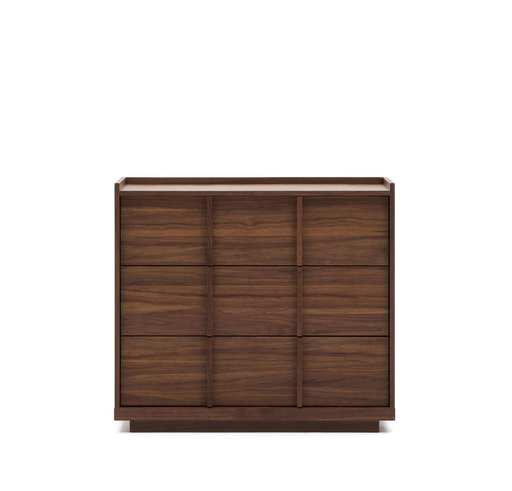 [M0400027MM41] ONIX - Commode 3 tiroirs en placage de noyer finition foncée - 100 x 78 cm