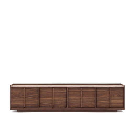 [M1000031MM41] ONIX - Meuble TV  en placage de noyer finition foncée - 200 x 45 cm
