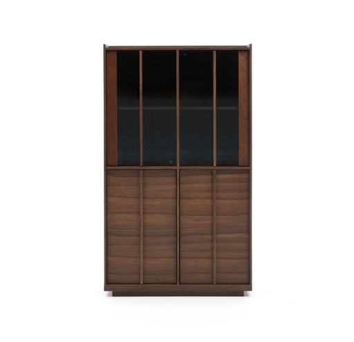 [M1200015MM41] ONIX - Vitrine en bois et placage de noyer finition foncée - 101 x 170 cm
