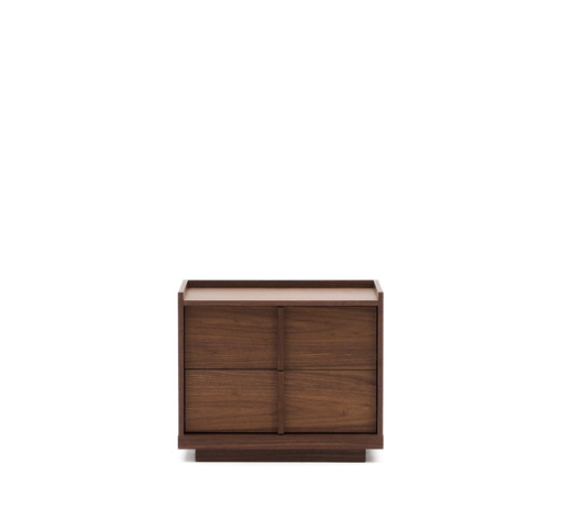 [N1200017MM41] ONIX - Table de nuit - 2 tiroirs en placage de noyer finition foncée - 60 x 47 cm