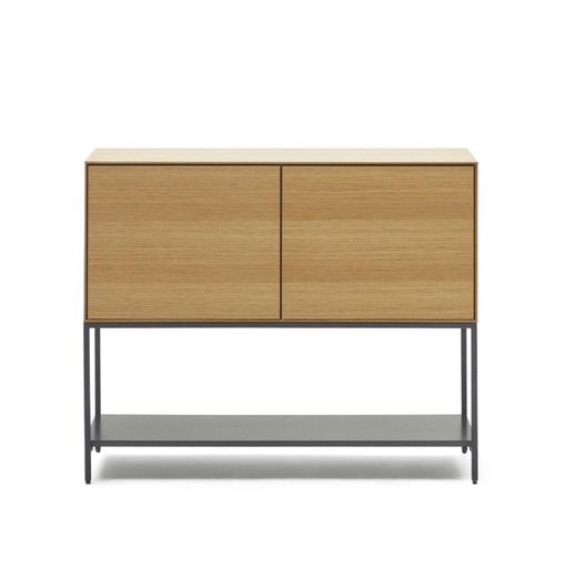 [M0400015MM40] VEDRANA - Buffet 2 portes placage de chêne et pieds en acier noir - 97,5 x 80 cm