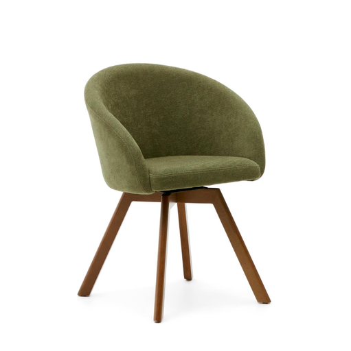 MARVIN - Chaise giratoire avec pieds en bois de chêne 