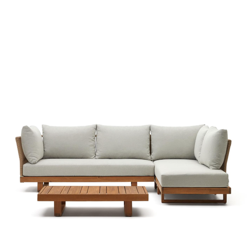 [J1600009JJ12] RACO - Ensemble de canapé d'angle 5 places et table basse en bois d'acacia