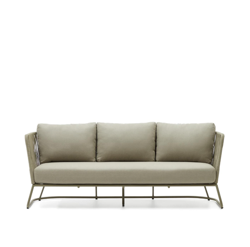 [J1400035JJ85] SACONCA - Canapé 3 places d'extérieur en corde et acier galvanisé vert - 189 cm